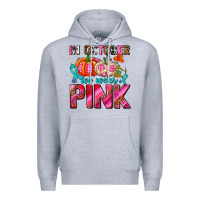 Heather Grey in october we wear pink with pumpkins Premium Hoodie - AdoDesignShop