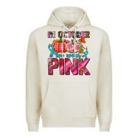 Oatmeal Heather in october we wear pink with pumpkins Premium Hoodie - AdoDesignShop