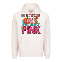 Pale Pink in october we wear pink with pumpkins Premium Hoodie - AdoDesignShop