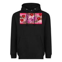 Black Valentine's Day Love Balloon Heart Balloons Heavyweight Hoodie - RanaPortraitStore
