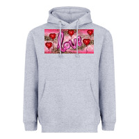 Heather Grey Valentine's Day Love Balloon Heart Balloons Heavyweight Hoodie - RanaPortraitStore