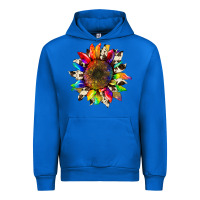 Cobalt tie dye sunflower with cowhide Urban Hoodie - Artiststas