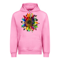 Fuchsia Pink tie dye sunflower with cowhide Urban Hoodie - Artiststas