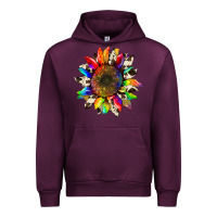 Mauve Wine tie dye sunflower with cowhide Urban Hoodie - Artiststas