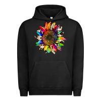 Pigment Black tie dye sunflower with cowhide Urban Hoodie - Artiststas