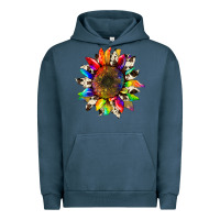 Pigment Midnight Navy tie dye sunflower with cowhide Urban Hoodie - Artiststas