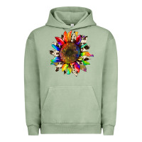 Pigment Oil Green tie dye sunflower with cowhide Urban Hoodie - Artiststas
