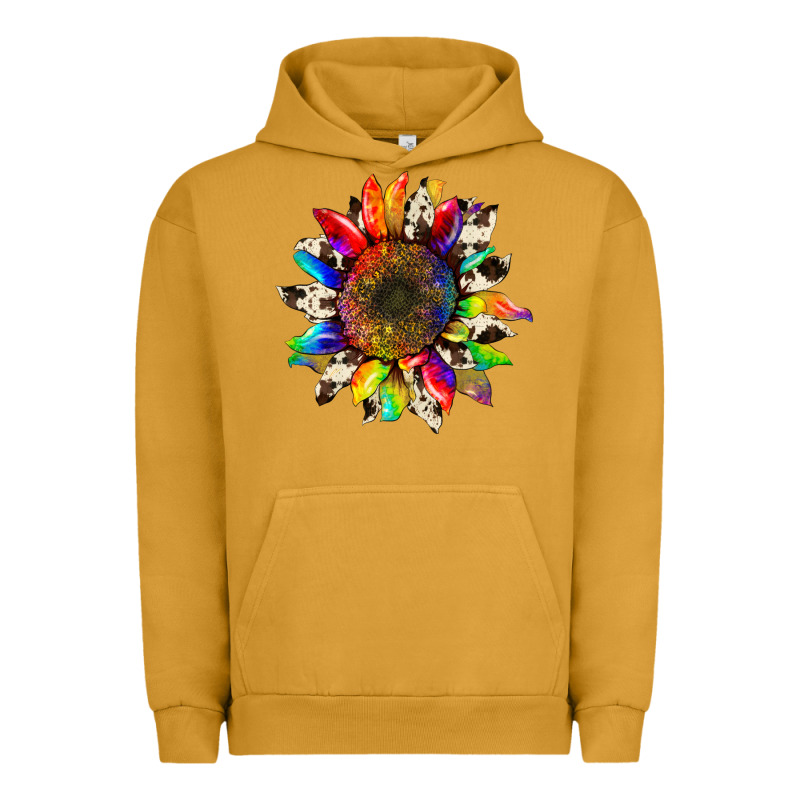 Tie Dye Sunflower With Cowhide Urban Hoodie by Artiststas | Teevron