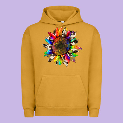 Tie Dye Sunflower With Cowhide Urban Hoodie Designed By Artiststas