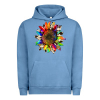 Pigment Pebble Blue tie dye sunflower with cowhide Urban Hoodie - Artiststas