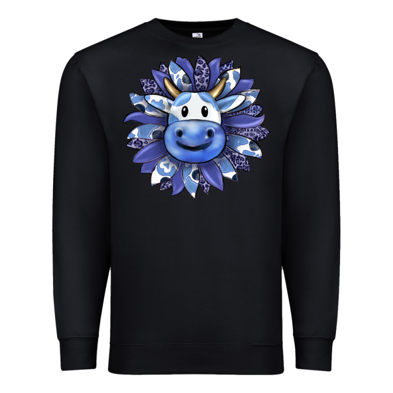 Blueberry Milkshake Cow Sunflower Premium Sweatshirt by RanaPortraitStore | Teevron