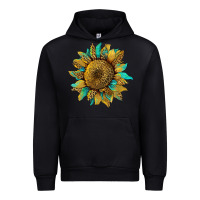 Black sunflower with leopard and turquoise Urban Hoodie - Artiststas