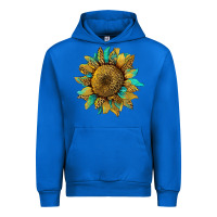 Cobalt sunflower with leopard and turquoise Urban Hoodie - Artiststas