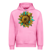 Fuchsia Pink sunflower with leopard and turquoise Urban Hoodie - Artiststas