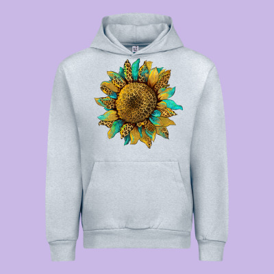 Sunflower With Leopard And Turquoise Urban Hoodie Designed By Artiststas