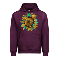 Mauve Wine sunflower with leopard and turquoise Urban Hoodie - Artiststas