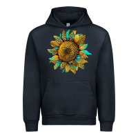 Navy sunflower with leopard and turquoise Urban Hoodie - Artiststas