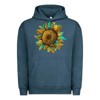 Pigment Midnight Navy sunflower with leopard and turquoise Urban Hoodie - Artiststas