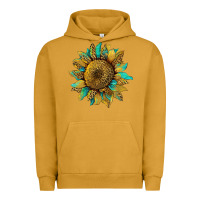 Pigment Peanut Butter sunflower with leopard and turquoise Urban Hoodie - Artiststas