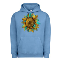Pigment Pebble Blue sunflower with leopard and turquoise Urban Hoodie - Artiststas