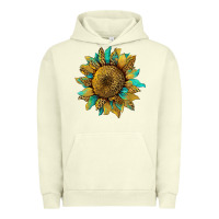 Pigment Pistachio sunflower with leopard and turquoise Urban Hoodie - Artiststas