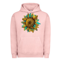 Pigment Salmon sunflower with leopard and turquoise Urban Hoodie - Artiststas