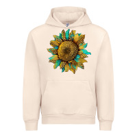 Sandshell sunflower with leopard and turquoise Urban Hoodie - Artiststas