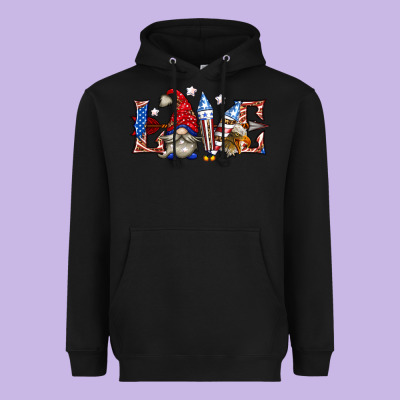 Heavyweight Hoodie love 4th july with gnome billie wilder