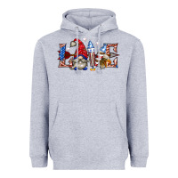 Heather Grey love 4th july with gnome billie wilder Heavyweight Hoodie - texasbilliewilder