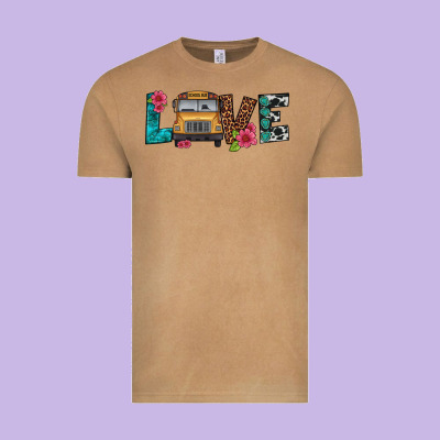 Love School Bus Vintage Tee Designed By Artiststas