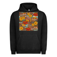 Pigment Black pumpkin plaid sunflower seamless min Urban Hoodie - AdoDesignShop