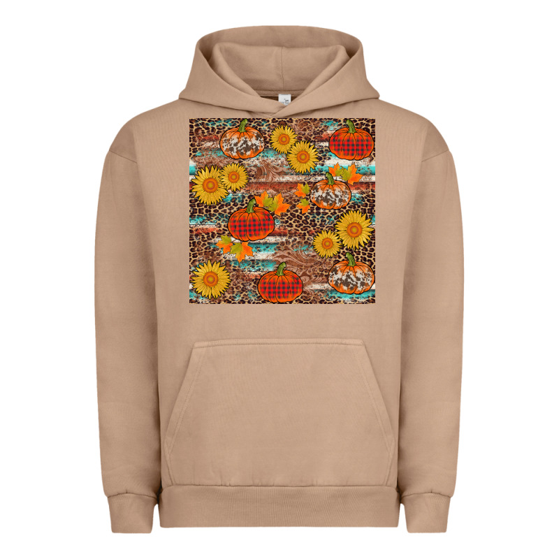 Pumpkin Plaid Sunflower Seamless Min Urban Hoodie by AdoDesignShop | Teevron
