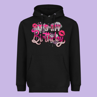 Pink Its My Birthday Heavyweight Hoodie Designed By Zillion Design Studio
