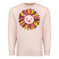 Pale Pink pig sunflower Premium Sweatshirt - RanaPortraitStore