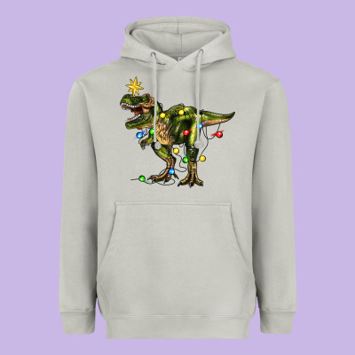 Tree Rex Christmas Heavyweight Hoodie Designed By Zillion Design Studio