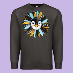 Penguin Sunflower Premium Sweatshirt Designed By Ranaportraitstore