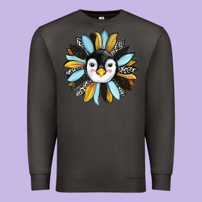 Penguin Sunflower Premium Sweatshirt Designed By Ranaportraitstore