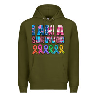 Army Green i am a survivor with all cancer ribbons Premium Hoodie - AdoDesignShop