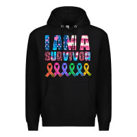 Black i am a survivor with all cancer ribbons Premium Hoodie - AdoDesignShop