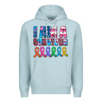 Blue Mist i am a survivor with all cancer ribbons Premium Hoodie - AdoDesignShop