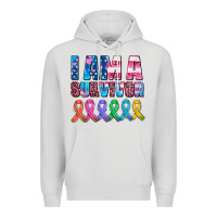Dove Grey i am a survivor with all cancer ribbons Premium Hoodie - AdoDesignShop