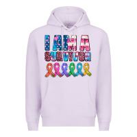 Lilac i am a survivor with all cancer ribbons Premium Hoodie - AdoDesignShop