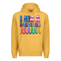 Mustard i am a survivor with all cancer ribbons Premium Hoodie - AdoDesignShop