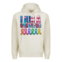 Oatmeal Heather i am a survivor with all cancer ribbons Premium Hoodie - AdoDesignShop