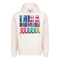 Pale Pink i am a survivor with all cancer ribbons Premium Hoodie - AdoDesignShop
