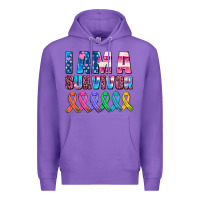 Purple i am a survivor with all cancer ribbons Premium Hoodie - AdoDesignShop