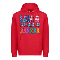 Red i am a survivor with all cancer ribbons Premium Hoodie - AdoDesignShop