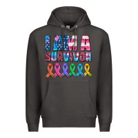 Smoke i am a survivor with all cancer ribbons Premium Hoodie - AdoDesignShop