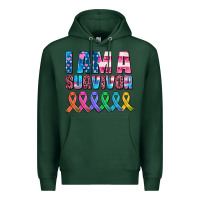 Sports Green i am a survivor with all cancer ribbons Premium Hoodie - AdoDesignShop