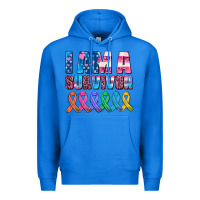 True Royal i am a survivor with all cancer ribbons Premium Hoodie - AdoDesignShop